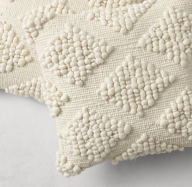 Textured Merino Wool Diamond Lumbar Pillow Cover, 21" x 13" - Image 1