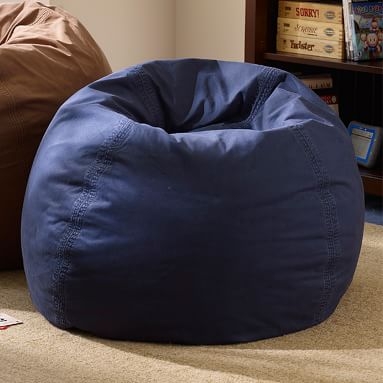 Washed Twill Beanbag Cover, Large, Navy - Image 1