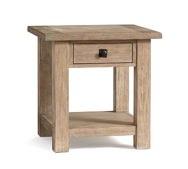 Benchwright Square Wood End Table with Drawer, Seadrift - Image 1
