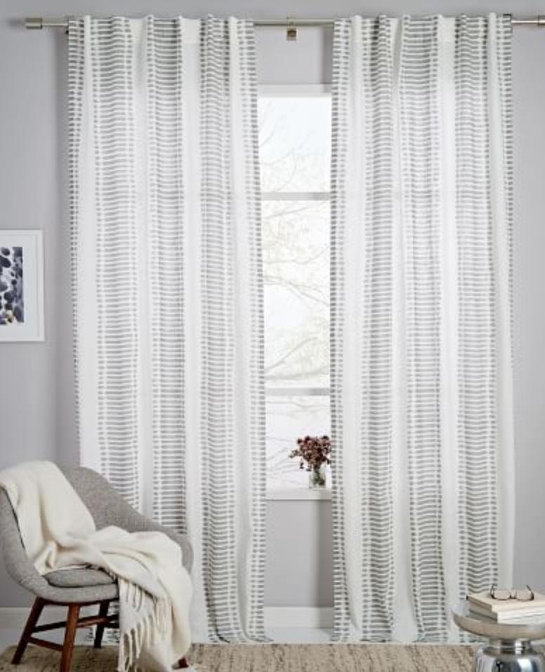Striped Ikat Curtain - Platinum 84" - Image 0
