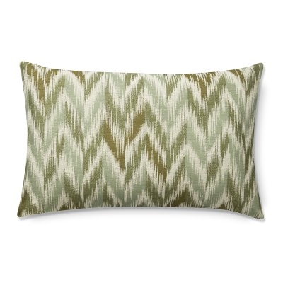Talla Chevron Ikat Jacquard Lumbar Pillow Cover, 14" X 22", Green - Image 0