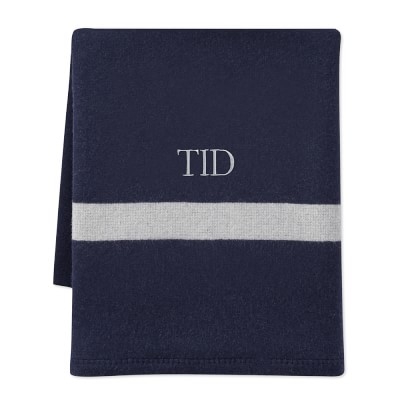 Cashmere & Wool Equestrian Throw, 50" X 70", Navy - Image 1