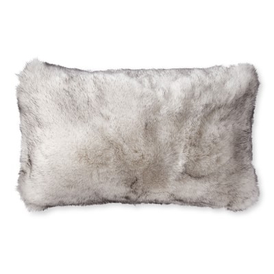 Faux Fur Lumbar Pillow Cover, 14" X 22", Siberian Wolf - Image 0