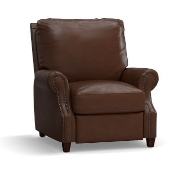 James Roll Arm Leather Recliner, Down Blend Wrapped Cushions, Legacy Chocolate - Image 2