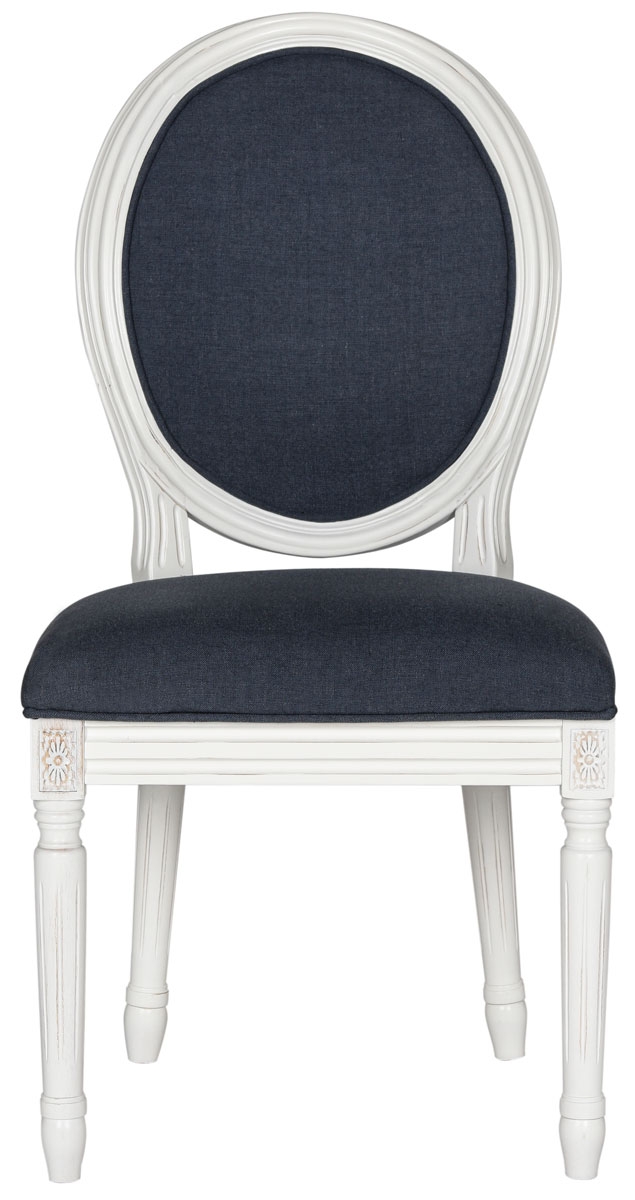 Holloway 19''H French Brasserie Linen Oval Side Chair (Set of 2) - Navy/Cream - Arlo Home - Image 0