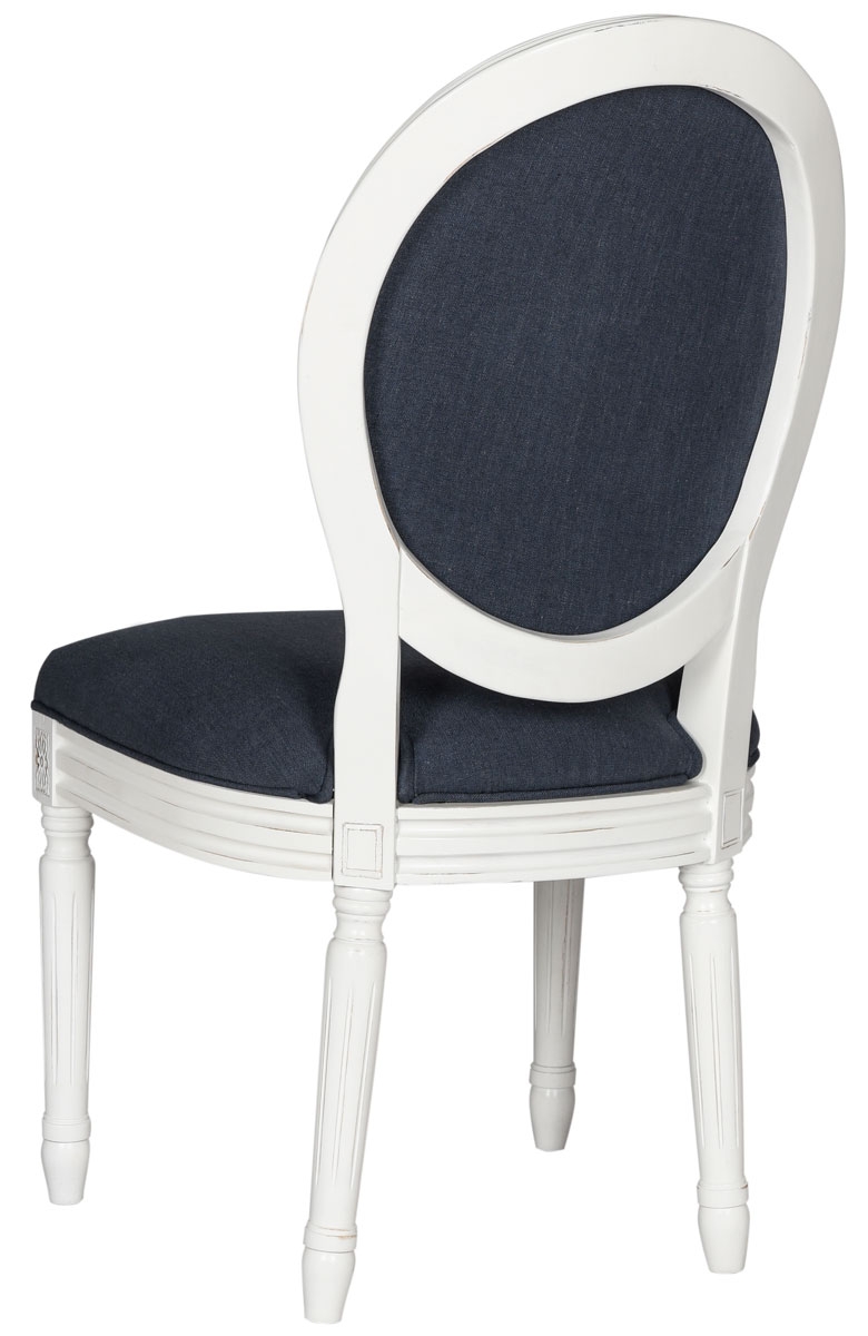 Holloway 19''H French Brasserie Linen Oval Side Chair (Set of 2) - Navy/Cream - Arlo Home - Image 2