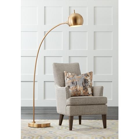 Capra Chairside Arc Floor Lamp Antique Brass - Style # 33D06 - Image 0