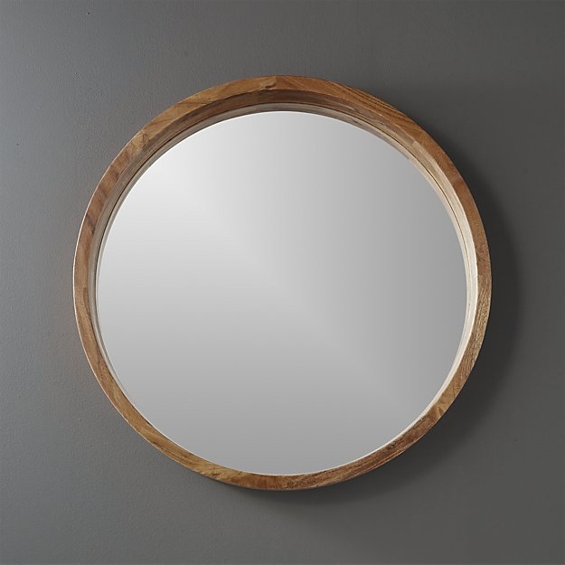 acacia wood 24" wall mirror - Image 1