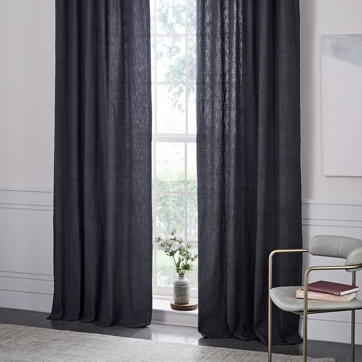 Textured Cotton Jacquard Curtain - Slate - 84" - Image 0