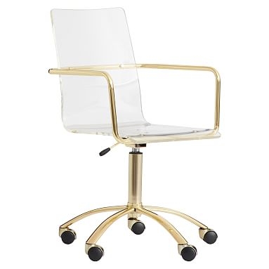 Paige Acrylic Swivel Desk Chair, Gold - Image 1