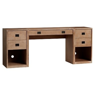 Addison Desk + Double Pedestal Set, Water-Based Brushed Gray - Image 0