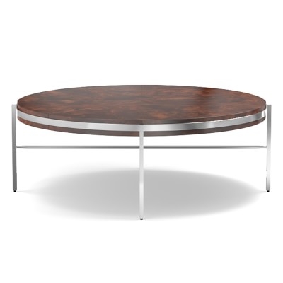 Bianca Coffee Table, Burl Wood, Polished Nickel - Image 0