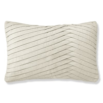 Pleated Velvet Pillow Cover, 14" X 22", Egret - Image 0