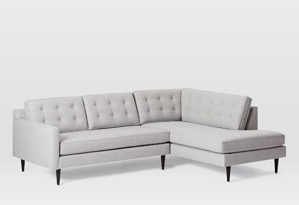 Drake RIGHT Terminal Chaise 2-Piece Sectional: Left Arm Sofa, Right Arm Terminal Chaise, Twill, Platinum - Image 0
