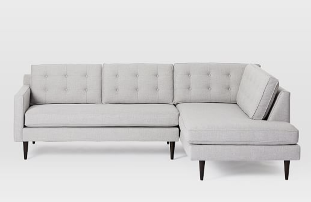 Drake RIGHT Terminal Chaise 2-Piece Sectional: Left Arm Sofa, Right Arm Terminal Chaise, Twill, Platinum - Image 2