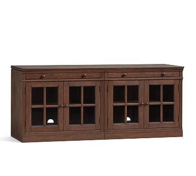 Livingston Small TV Stand with Glass Doors, Brown Wash - Image 1