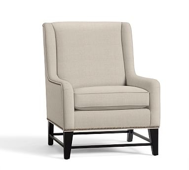 Berkeley Upholstered Armchair, Polyester Wrapped Cushions, Performance everydaylinen(TM) Oatmeal - Image 2