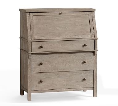 Toulouse 36" Secretary Desk with Drawers, Gray Wash - Image 1