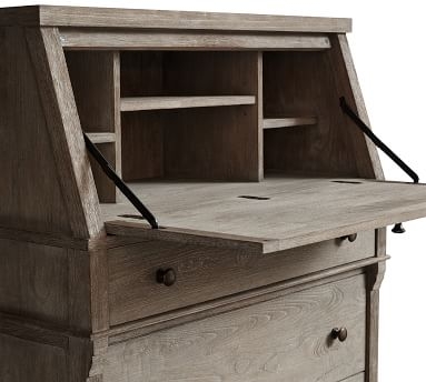 Toulouse 36" Secretary Desk with Drawers, Gray Wash - Image 2