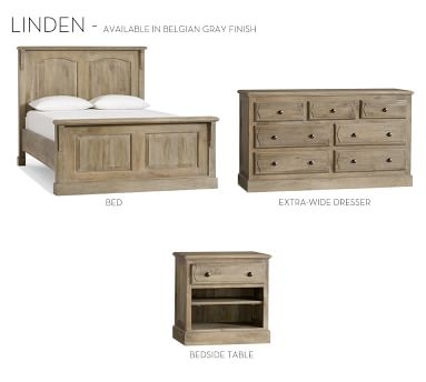 Linden Wood Paneled Bedside Table, Belgian Gray - Image 1