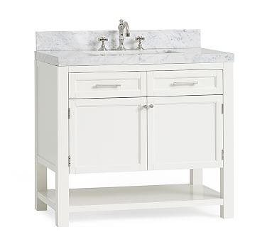 Piedmont Single Sink Console, White with Carerra Marble - Image 1