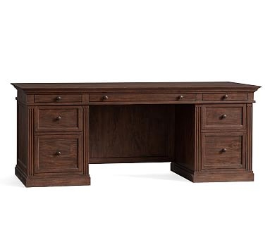Livingston 75" Executive Desk with Drawers, Brown Wash - Image 1