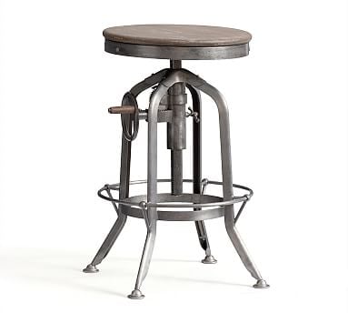 Pittsburgh Industrial Barstool with Crank Base, Adjustable Height - Image 1