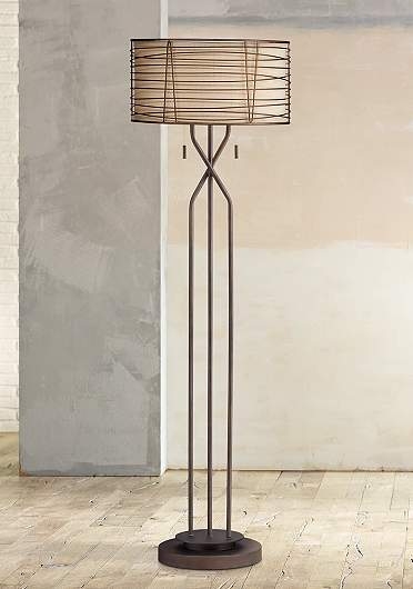 Marlowe Woven Bronze Metal Floor Lamp - Image 1