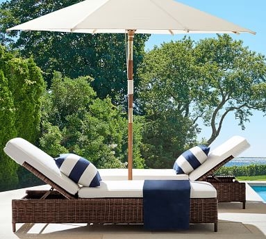 Sunbrella(R), Awning Striped Outdoor Pillow, 18", Navy - Image 2