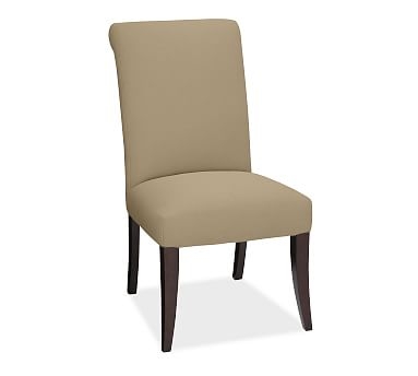 PB Comfort Dining Roll Arm Upholstered Side Chair, Performance everydaysuede(TM) Light Wheat - Image 1