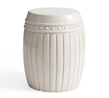 Reeded Ceramic Accent Table, White - Image 0