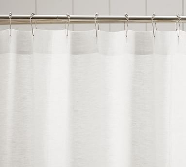 Ruffle Shower Linen Curtain, 72 x 72", White - Image 1