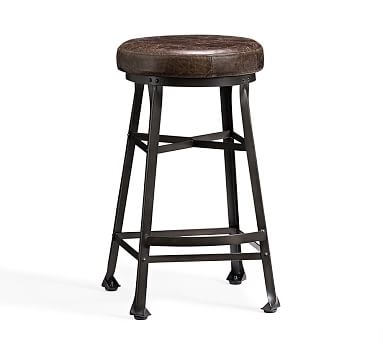 Decker Leather Bar Stool, Counter Height, Chocolate - Image 0
