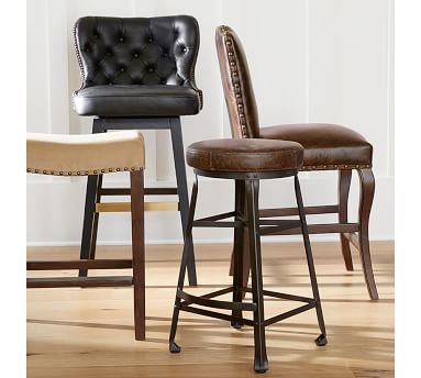 Decker Leather Bar Stool, Counter Height, Chocolate - Image 1