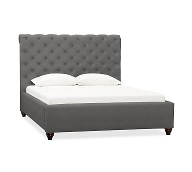 Chesterfield Upholstered Bed, Queen, Basketweave Slub Charcoal - Image 0