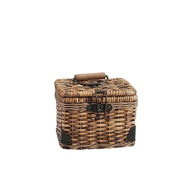 Daytrip Lidded Split Rattan Basket, Small - Image 1