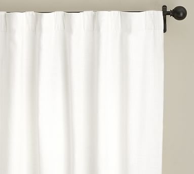 Emery Linen Poletop Drape, 50 x 108", White (Single-Width, Cotton Lining) - Image 1