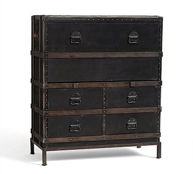 Ludlow Trunk with Stand Secretary Desk, Black - Image 1