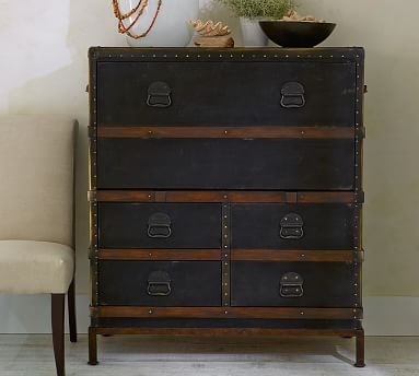 Ludlow Trunk with Stand Secretary Desk, Black - Image 2