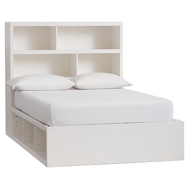 Store-It 6-Cubby Bed + Storage Headboard Set, Full, Water-Based Simply White - Image 0