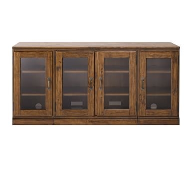 Printer's 3-Piece Media Console with Glass Cabinets, 64", Tuscan Chestnut - Image 1