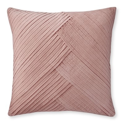 Pleated Velvet Pillow Cover, 22" X 22", Blush - Image 1