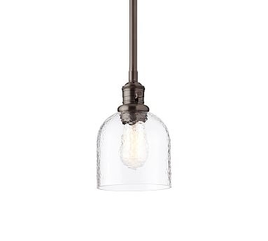 Textured Glass Pole Pendant with Bronze Hardware, Small - Image 1