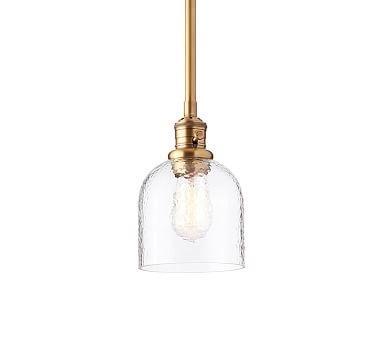 Textured Glass Pole Pendant with Brass Hardware, Small - Image 1