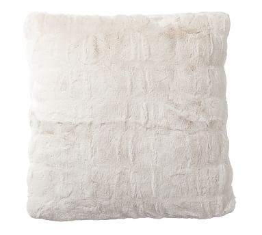 Ruched Faux Fur Pillow Cover, 26", Ivory - Image 1