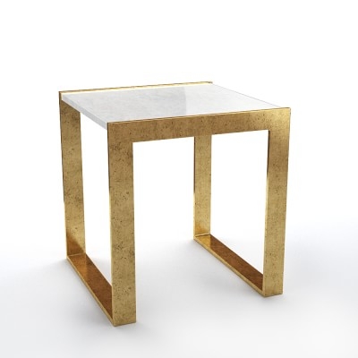 Seneca Side Table, Gold Leaf, Marble - Image 0