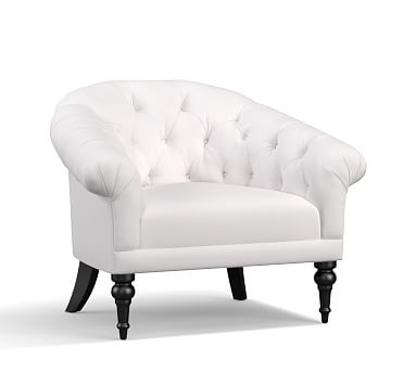 Adeline Upholstered Armchair, Polyester Wrapped Cushions, Twill White - Image 1