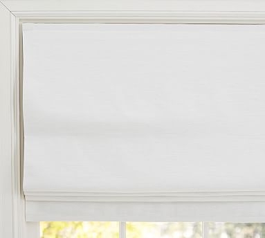 Emery Linen/Cotton Blackout Roman Cordless Shade, White, 48 x 64" - Image 1