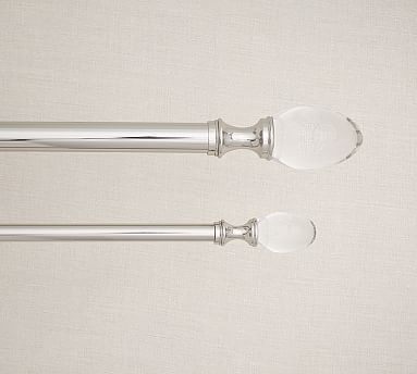 Glass Oval Finial, Polished Nickel, Set of 2, .75" Diam. - Image 1