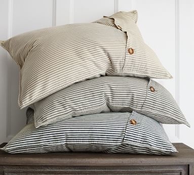 Wheaton Striped Linen/Cotton Duvet Cover, King/Cal. King, Flax - Image 2